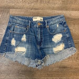 Garage Distressed High-Waisted Festival Shorts